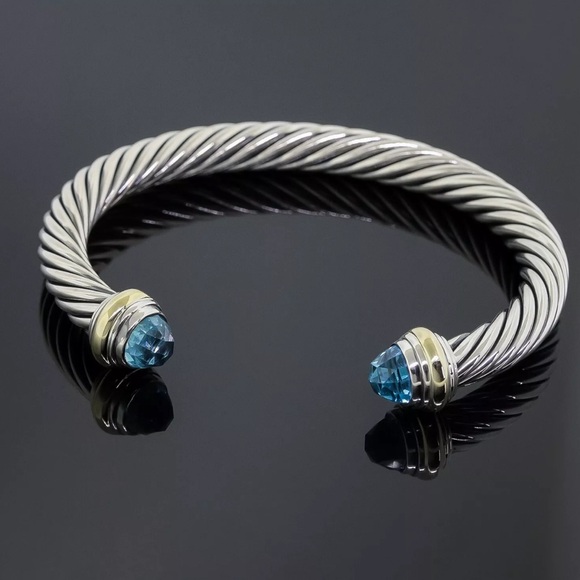 Jewelry - David Yurman Blue Topaz 7mm Cable Classics Bangle Bracelet